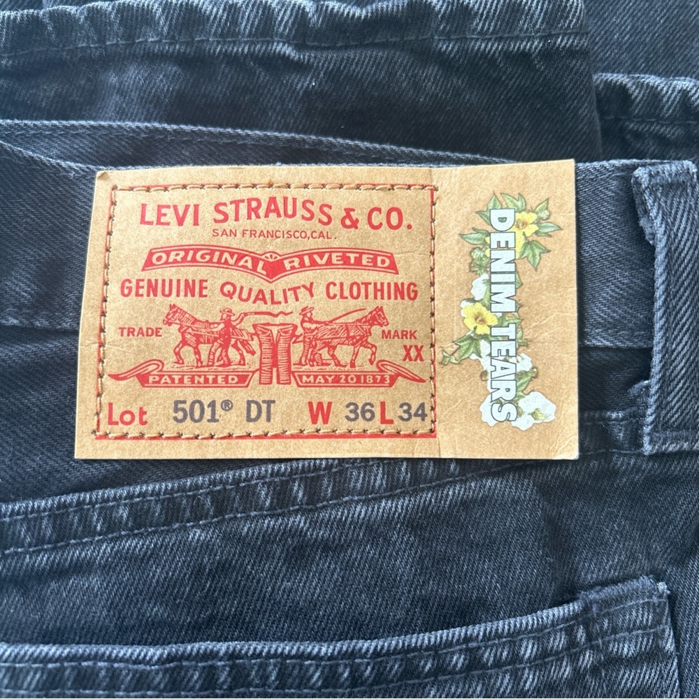 Men's Denim Tears x Levis 501 DT Black Jeans-Size 36x 34 "Offset"Collectors Item